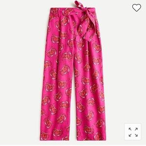 J Crew Tie Waist Linen Pant - King Crab Print